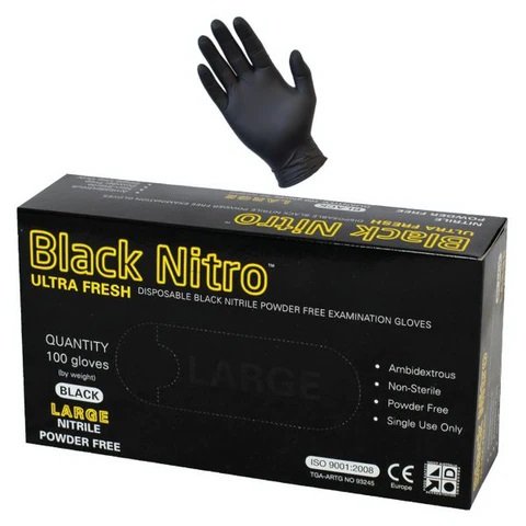 AC PREMIUM Black Nitrile Gloves Small