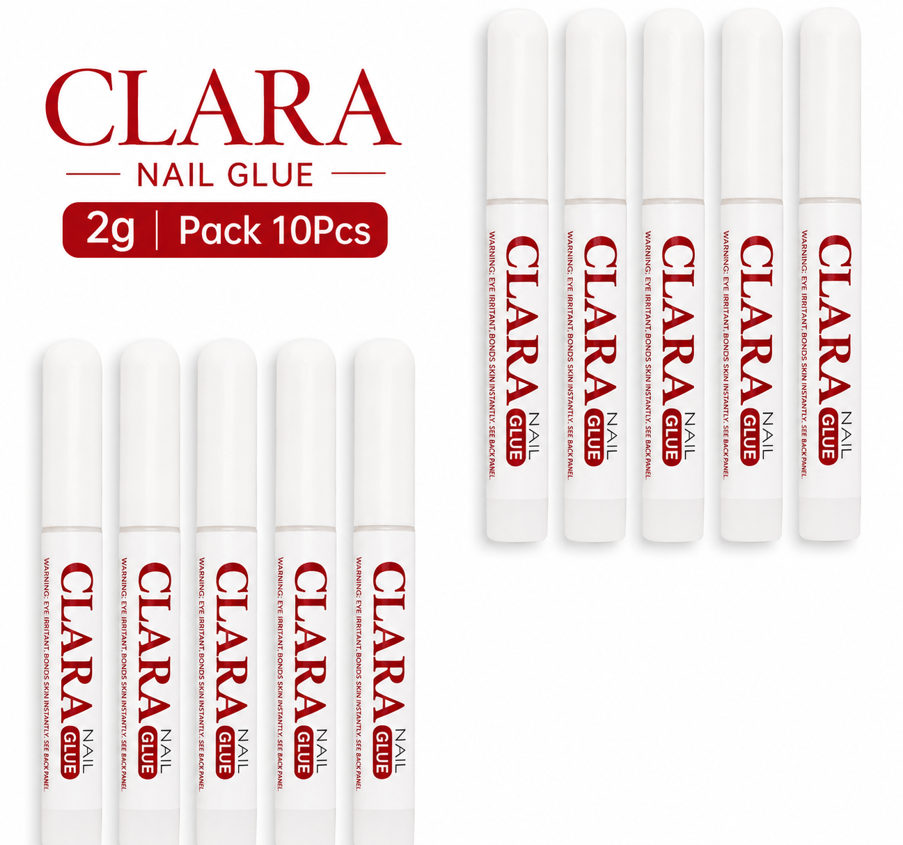 CLARA Nail Glue 2g Pack 10Pcs
