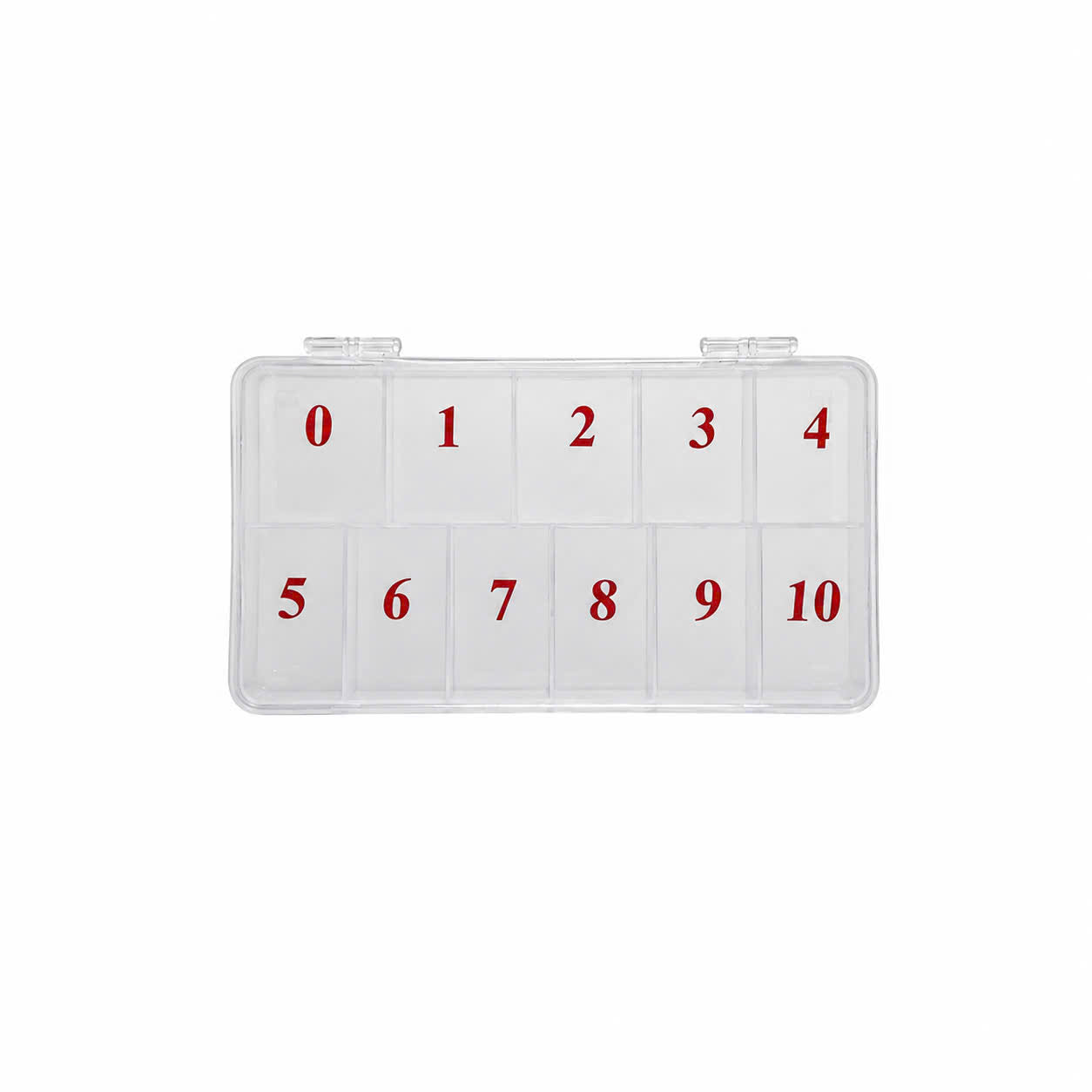 Empty Tip Box Clear Numbered 0 - 10